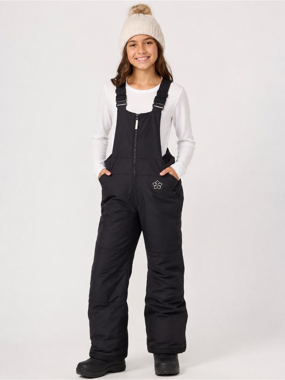 Columbiaw Vertex Girls Black Insulated Snow Bib Overalls Size 10/12